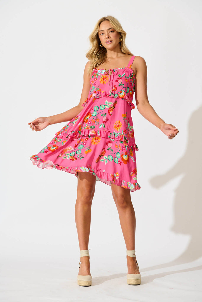 Sansa Dress in Pink Tropical Print