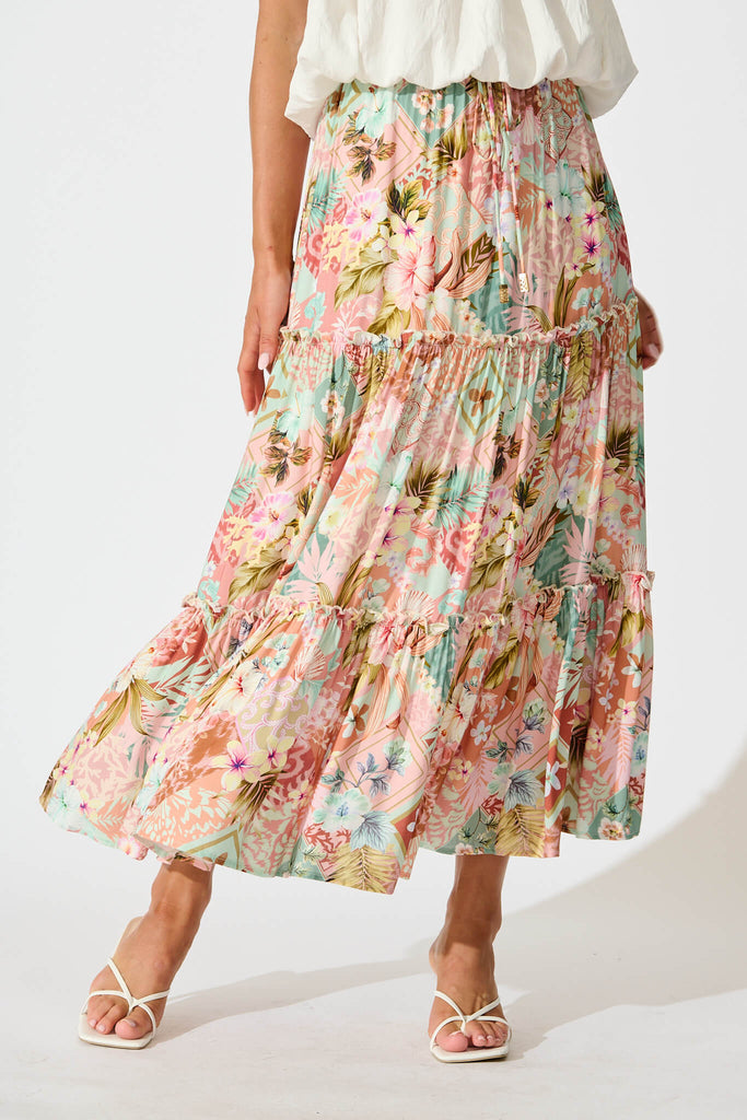 Clifford Maxi Skirt in Tropical Patchwork Print