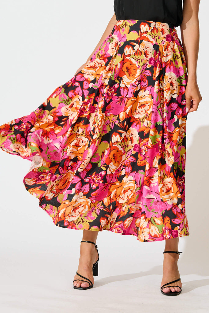 Brandsy Maxi Skirt In Multi Floral