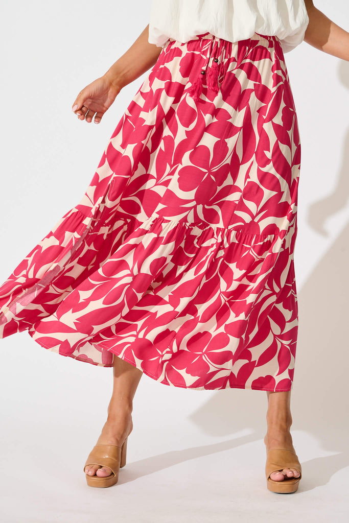 Bilboa Maxi Skirt In Pink Leaf