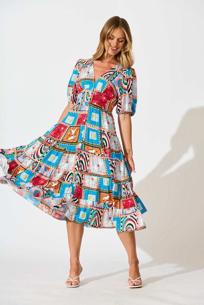 Modica Midi Dress In Bright Multi