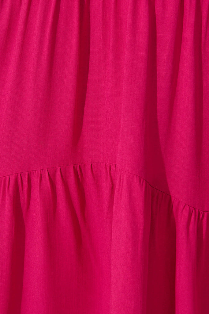 Abelia Smock Sundress in Hot Pink - fabric