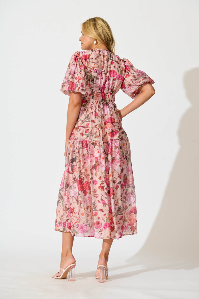 Amalie Dress In Vintage Blush Floral Print - back