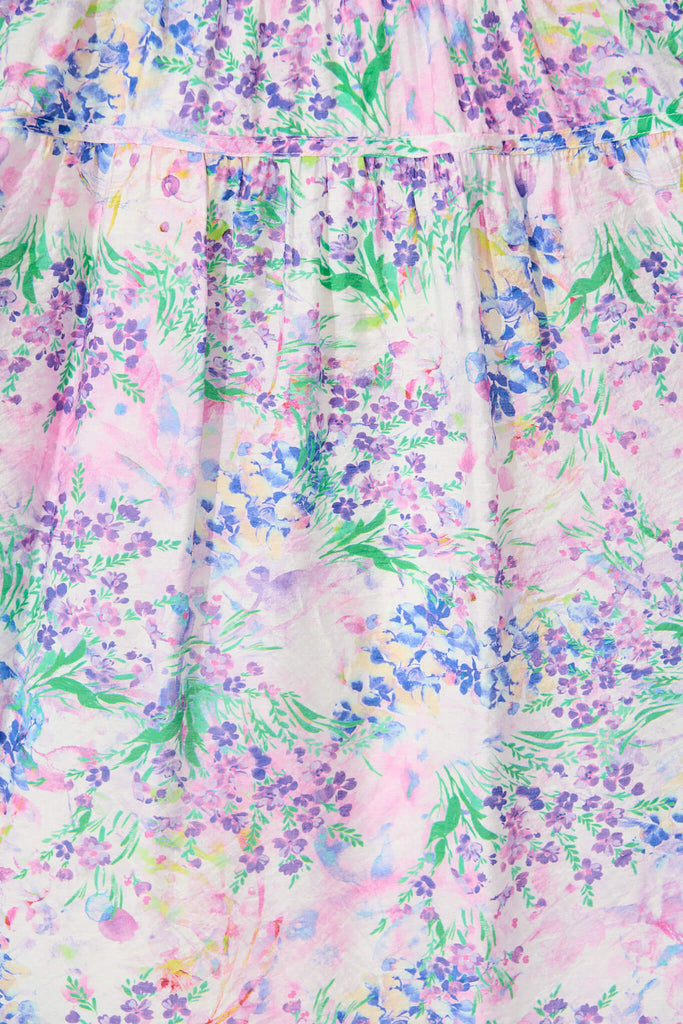 Amalie Midi Dress In Purple Floral Print - fabric