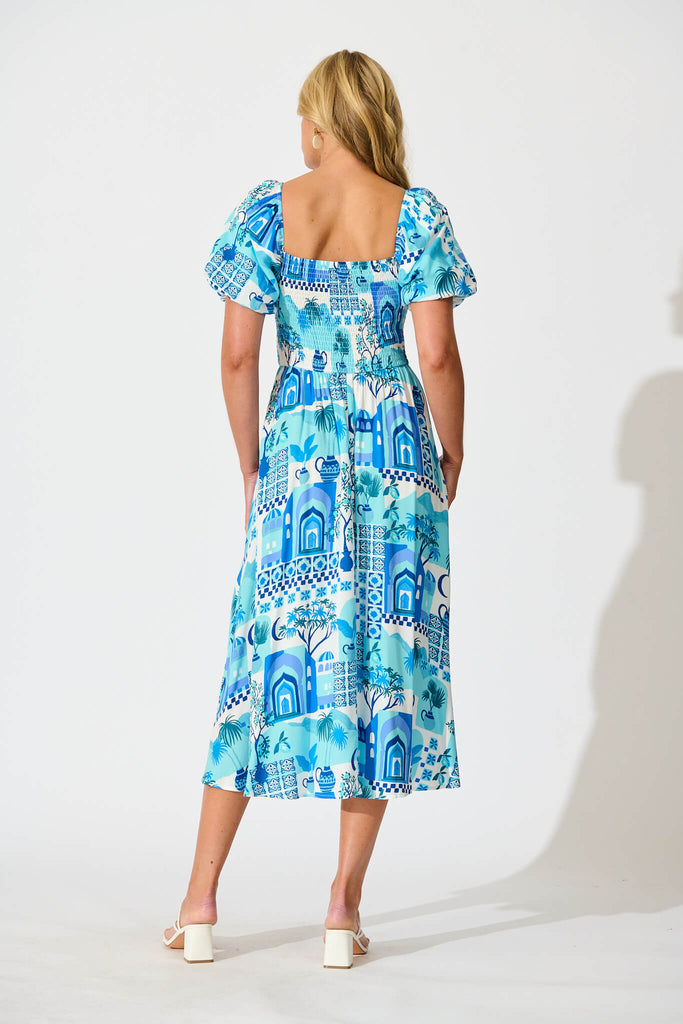 Mariam Midi Dress In Blue Multi - back