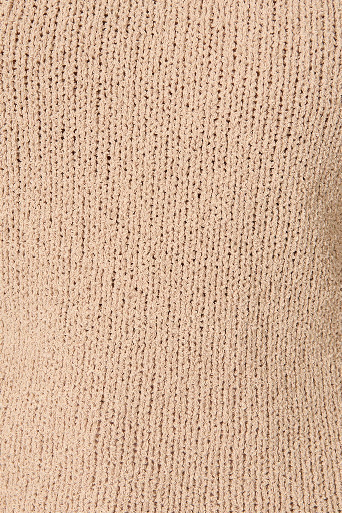 Leslie Knit Top in Beige Cotton Blend - fabric