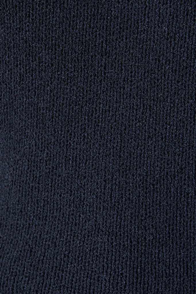 Leslie Knit Top in Navy Cotton Blend - fabric