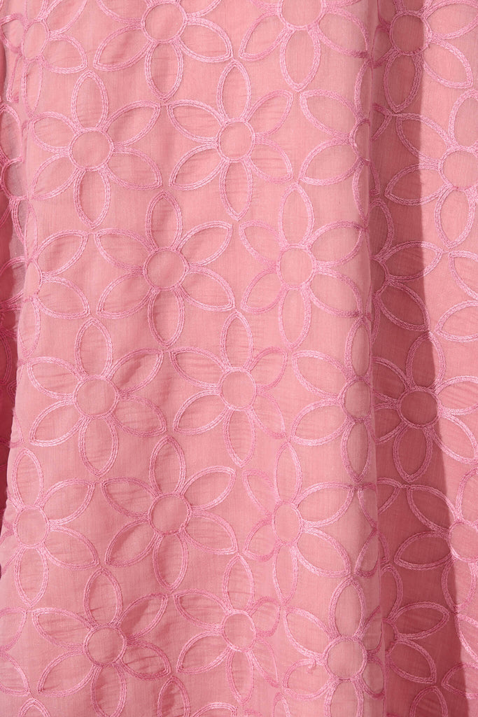 Countess Maxi Dress in Pink Embroidered Organza  - fabric