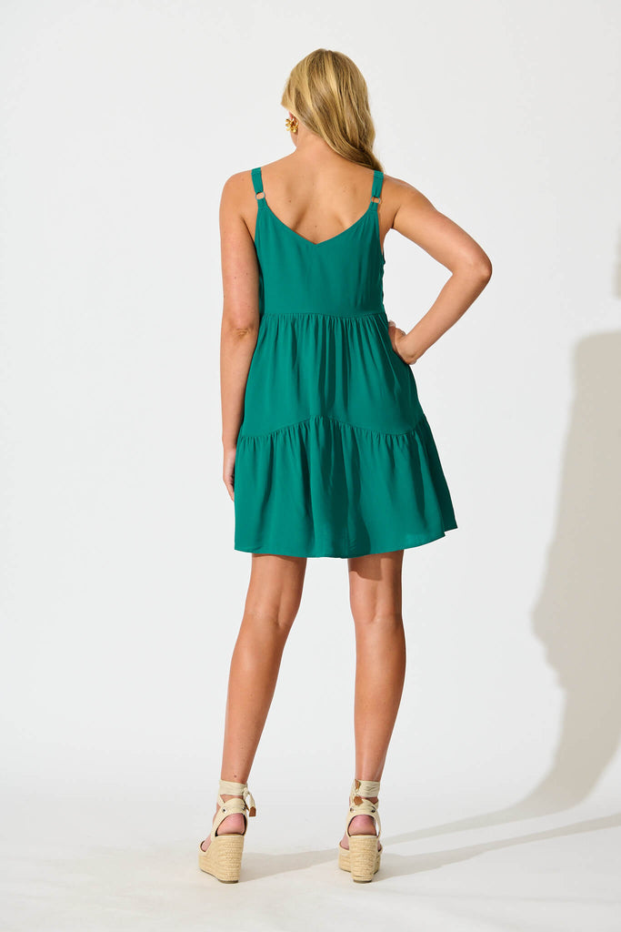 Abelia Smock Sundress in Teal - back