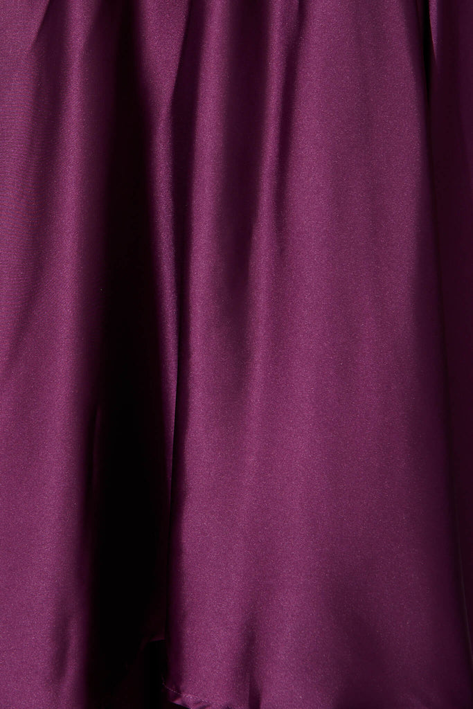 Loulou Maxi Dress in Plum Satin - fabric