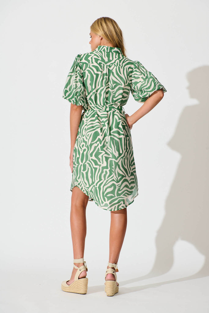 Holly Shirt Dress Green and White - back