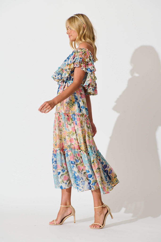 Franc Midi Dress In Vintage Floral Print - side