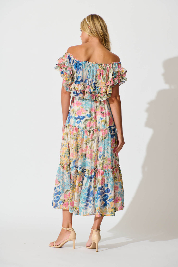 Franc Midi Dress In Vintage Floral Print - back