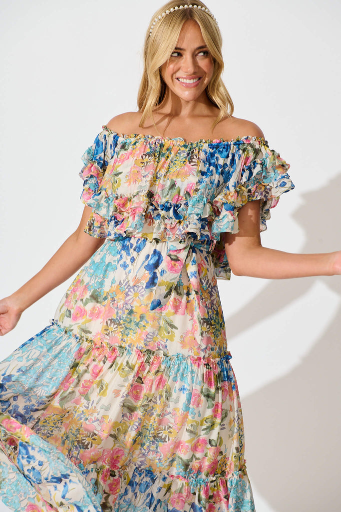 Franc Midi Dress In Vintage Floral Print - front