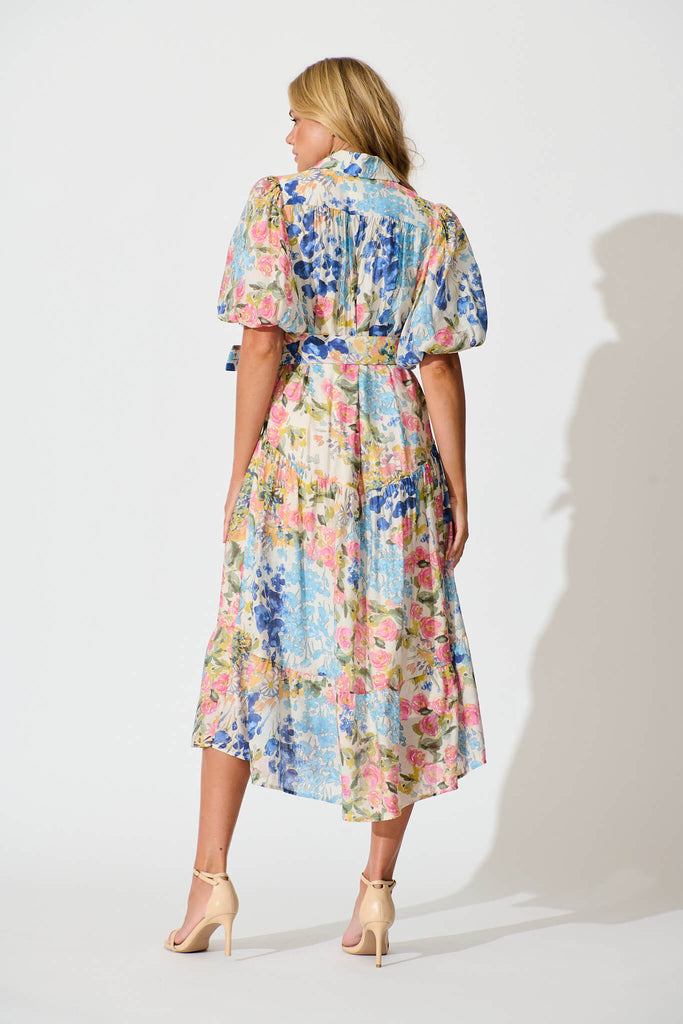 Rosina Maxi Shirt Dress in Vintage Floral Print - back