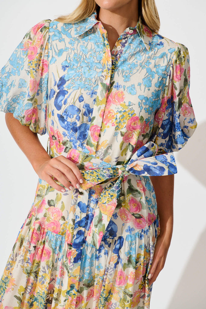 Rosina Maxi Shirt Dress in Vintage Floral Print - detail