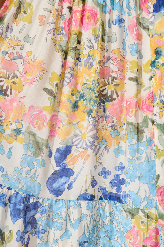 Rosina Maxi Shirt Dress in Vintage Floral Print - fabric