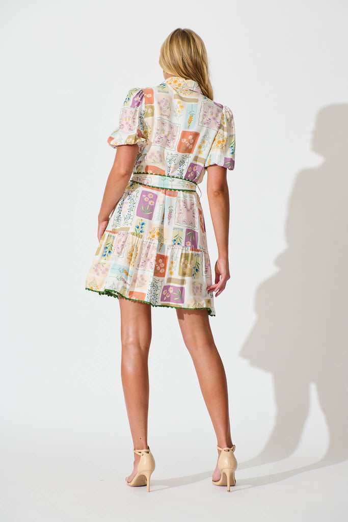 Fairytales Shirt Dress In Daisy Patchwork Print - back