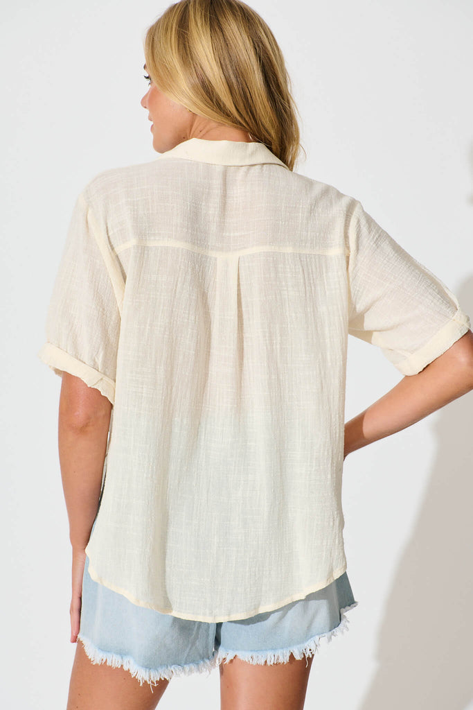 Campbell Shirt in Cream Cotton - back