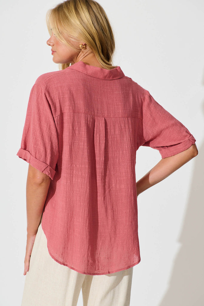 Campbell Shirt in Deep Rose Cotton - back