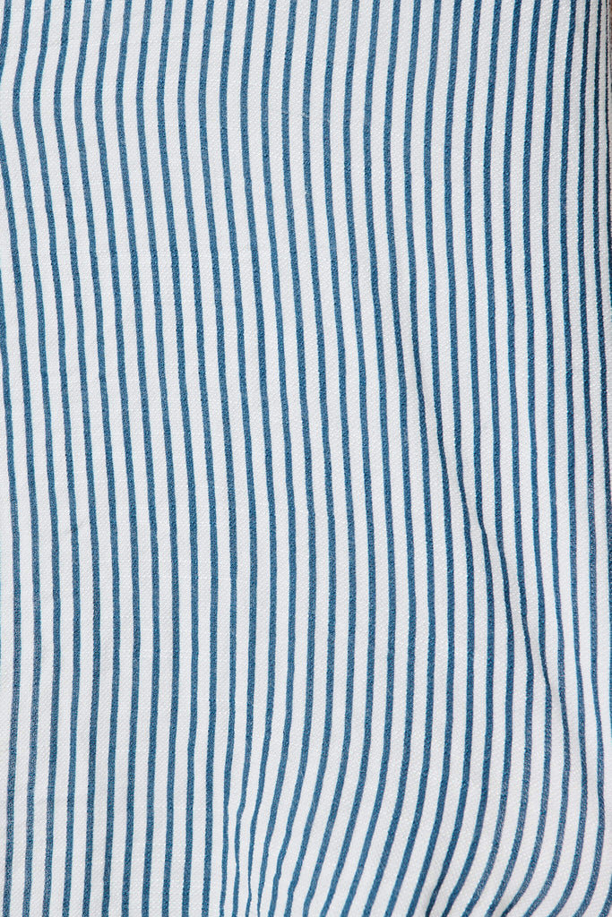 Harper Shirt in Blue and White Stripe Cotton Blend - fabric