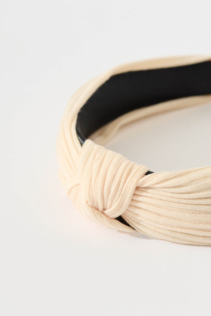 Nadia Knot Textured Headband In Cream flatlay detail