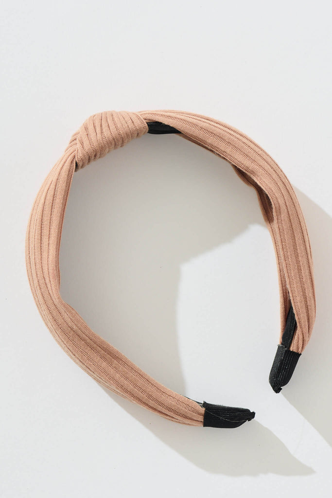 Nadia Knot Textured Headband In Light Brown flatlay