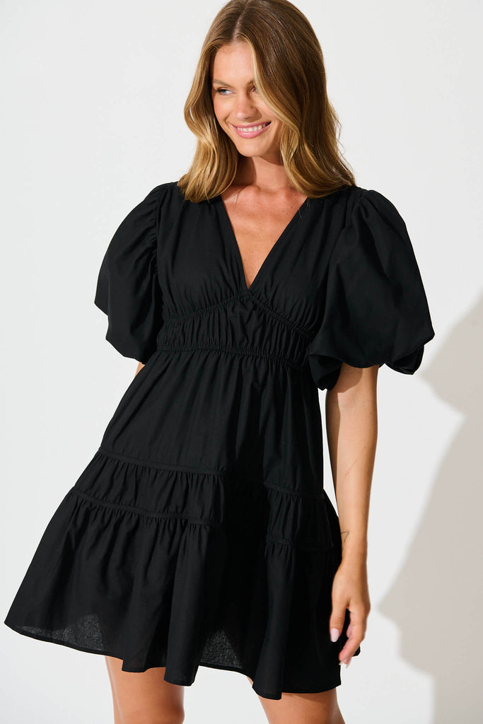 Amarusso Dress in Black Cotton front