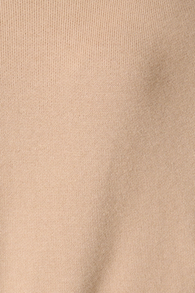 Kennedi Sequin Sleeve Detail Knit in Beige Wool Blend fabric