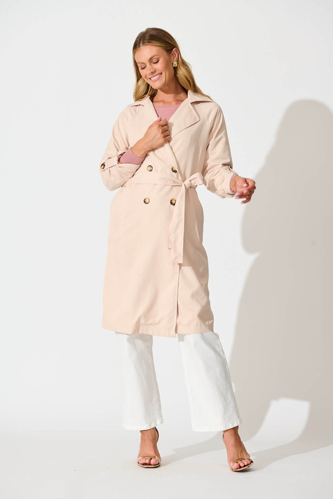 Sasha Trench Coat in Beige full length