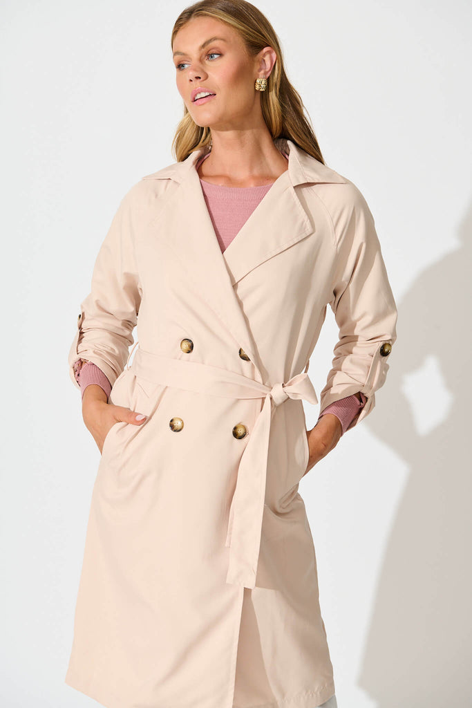 Sasha Trench Coat in Beige front