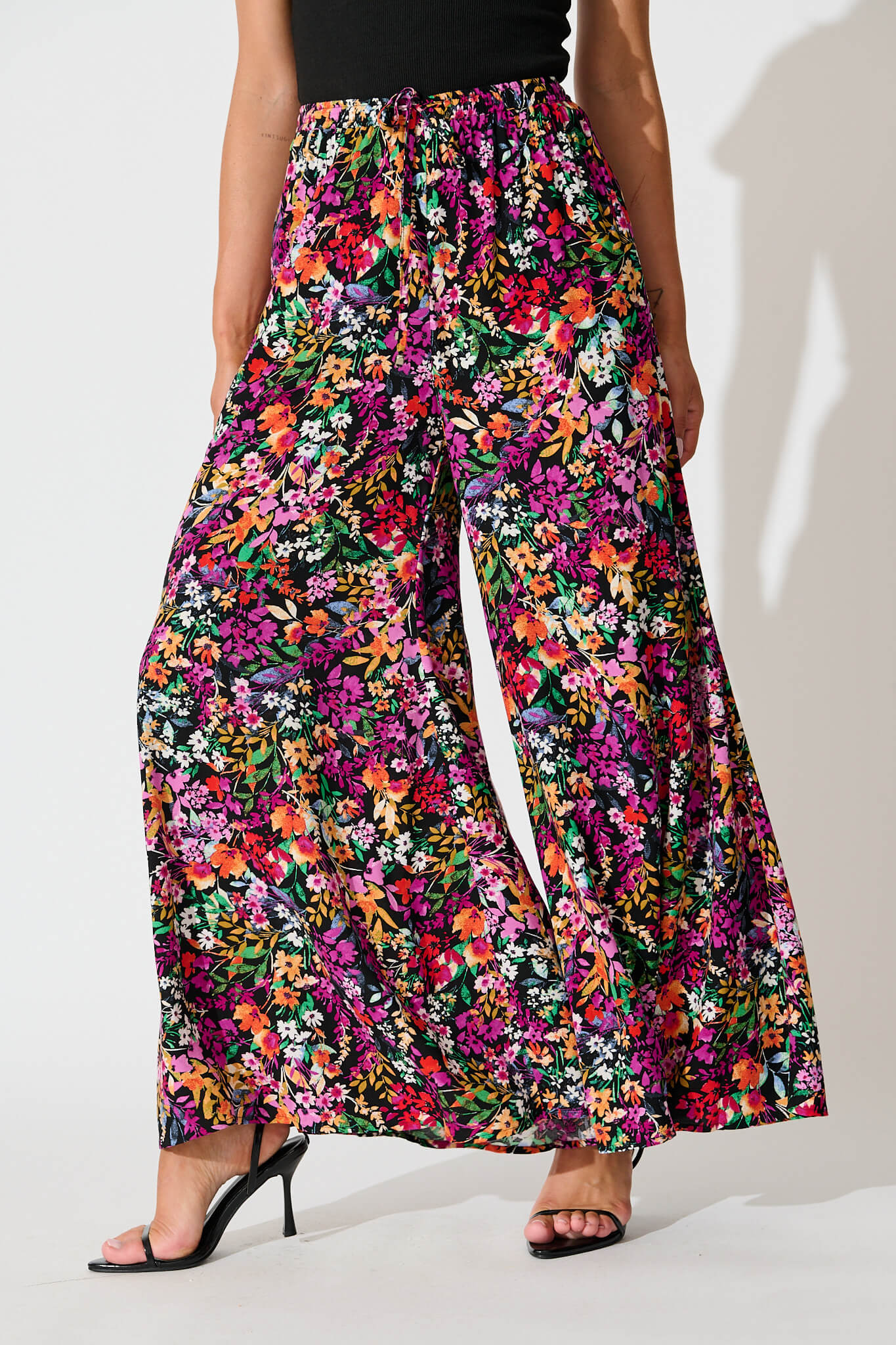 Lucia Pant In Black Multi Floral front