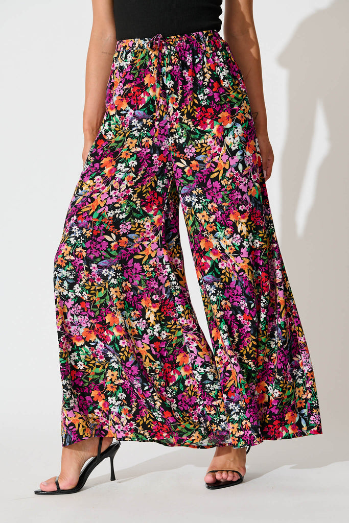 Lucia Pant In Black Multi Floral front