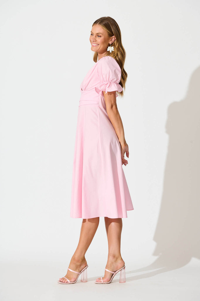 Sunrays Midi Dress in Pink Cotton side