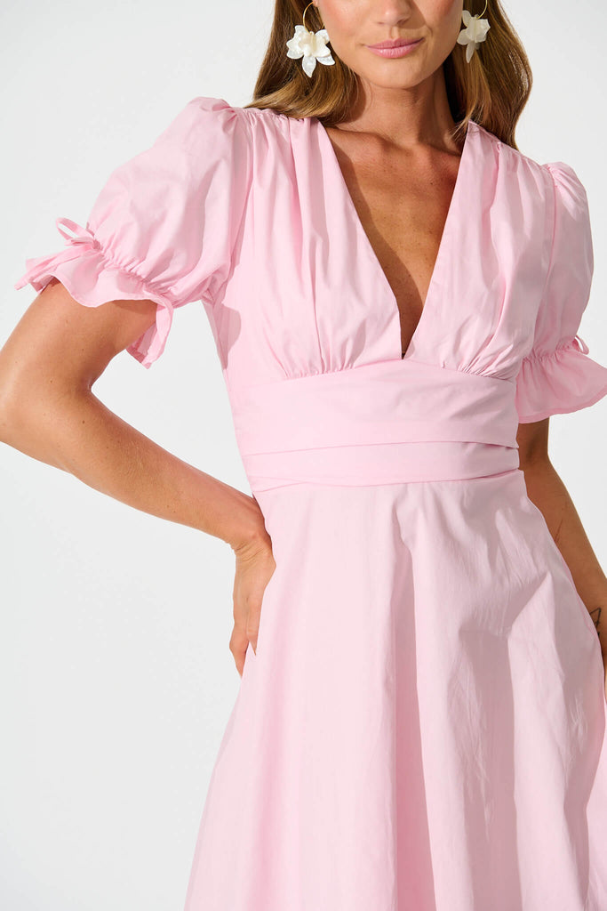 Sunrays Midi Dress in Pink Cotton detail