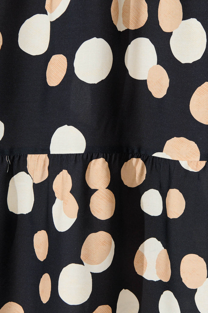 Saturday Midi Dress In Black with Cream Spot fabric