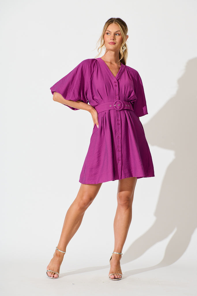 Teagan Dress in Plum full length