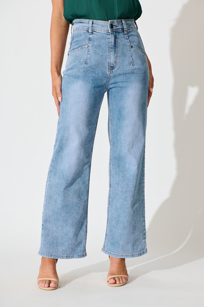 Margaret High Rise Wide Leg Jean In Light Blue Denim front