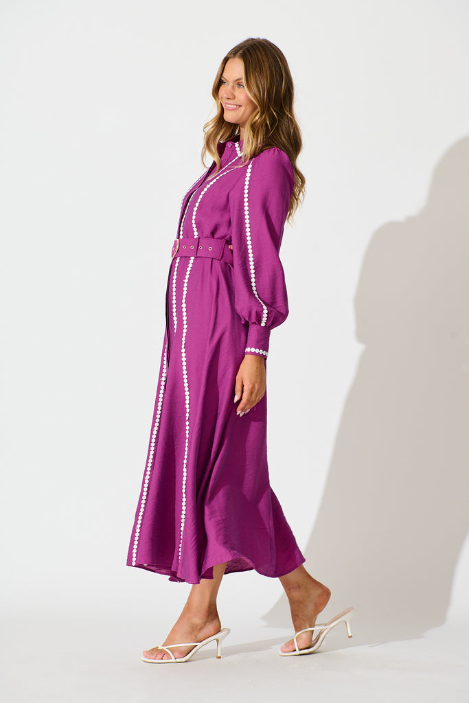 Lovingly Maxi Shirt Dress in Plum side