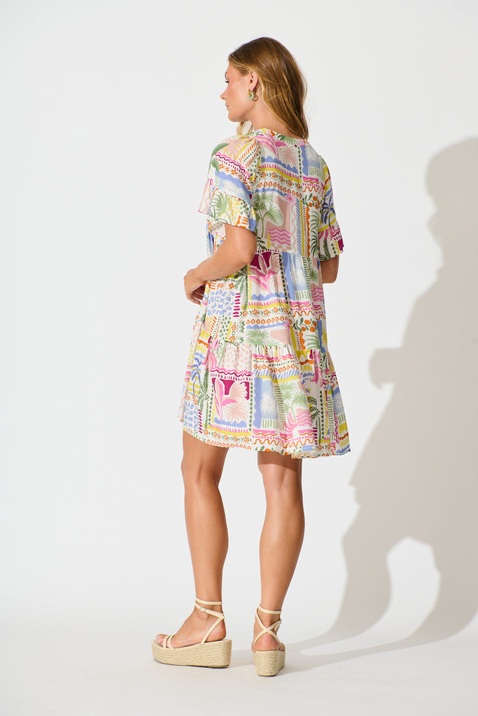 Northcote Smock Dress in Multi Patchwork Print back