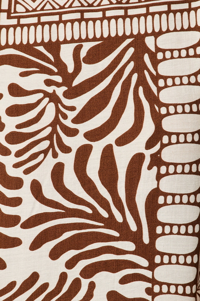 Leona Top in Chocolate and Cream Tile Print fabric