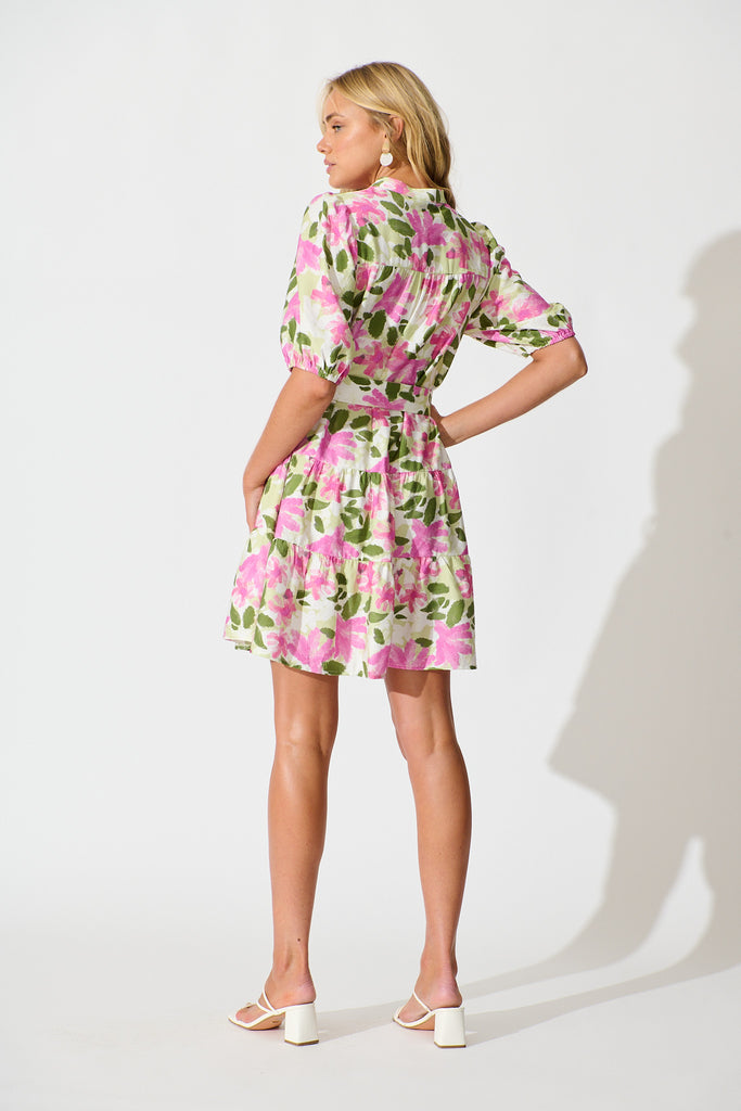 Adara Dress in Pink and Green Floral back