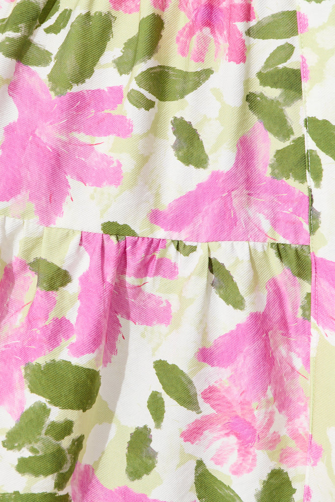 Adara Dress in Pink and Green Floral fabric