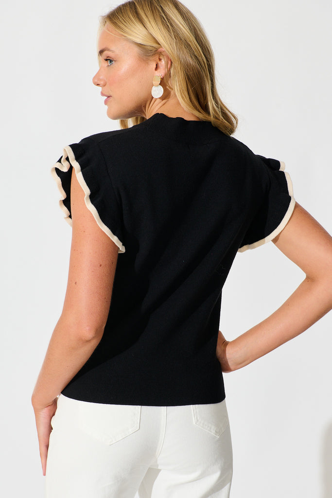 Louisa Knit Top in Black Wool Blend back