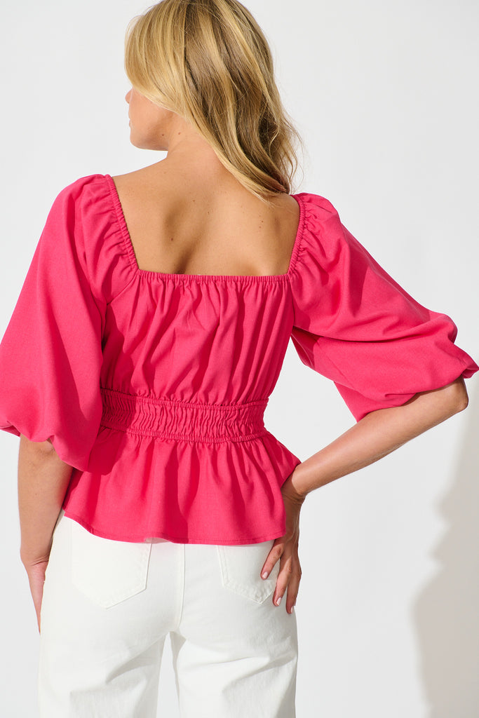 Rosella Top in Pink Linen Blend back