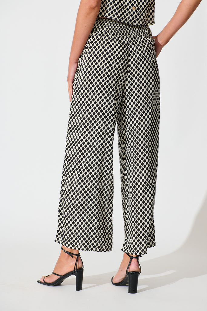 Sisha Pant in Black and Cream Geometric Print back