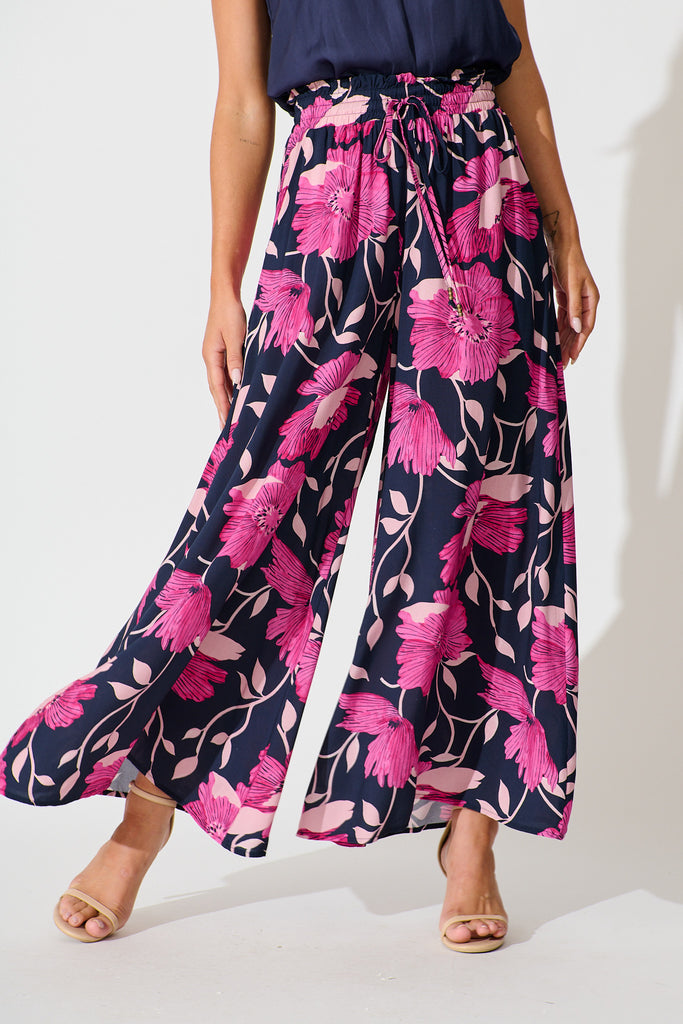 Pretoria Pant In Navy with Pink Floral