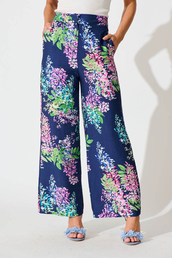 Aldridge Pant Navy Wisteria Print