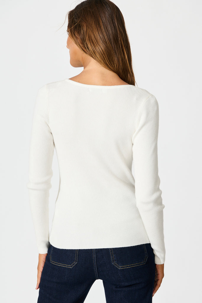 Levine Knit In White Cotton Blend back