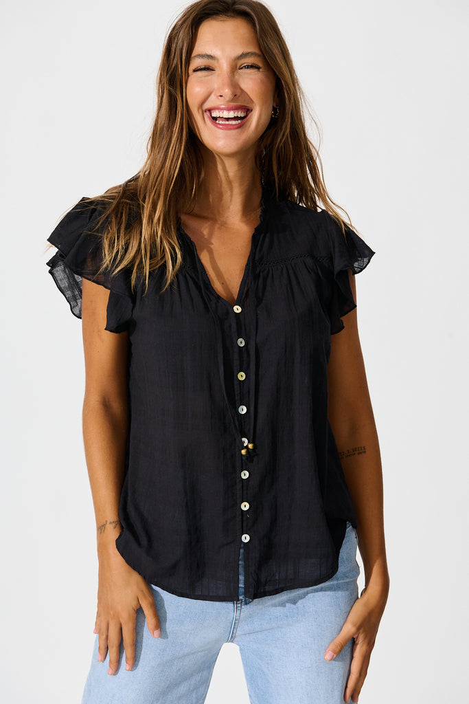 Donelle Shirt in Black Cotton